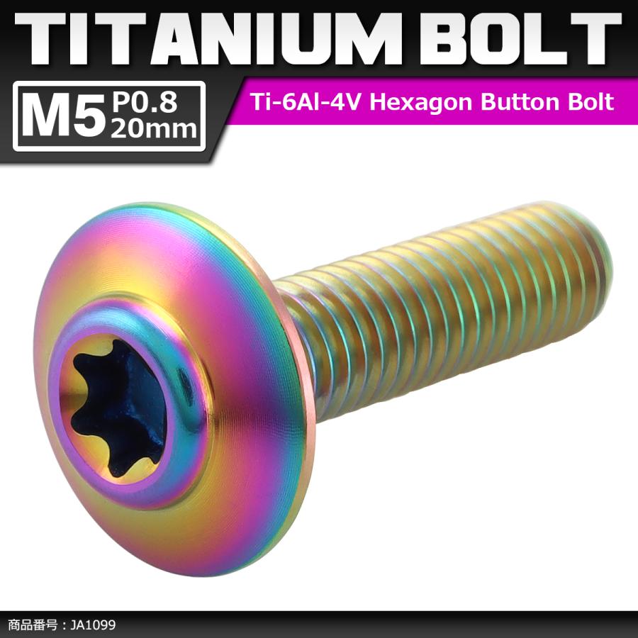64チタンボルト M5×20mm P0.8 頭部径12mm テーパー ホールヘッド トルクス穴 ワイドフランジ 焼きチタンカラー 1個 JA1099 | ブランド登録なし