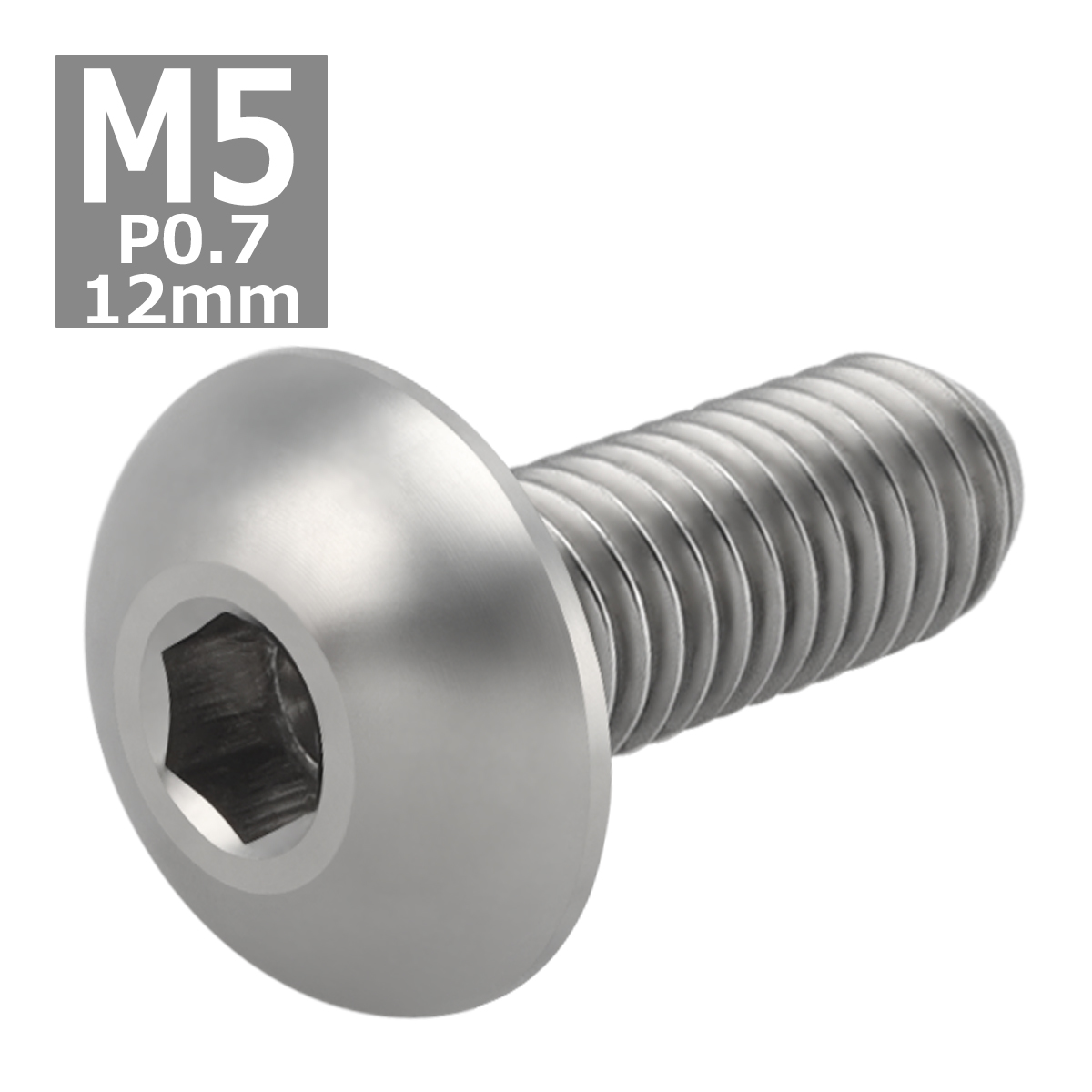 64チタンボルト M4×12mm P0.7 トラスヘッド 六角穴付き ボタンボルト シルバーカラー 素地 1個 JA1101 | ブランド登録なし | 03