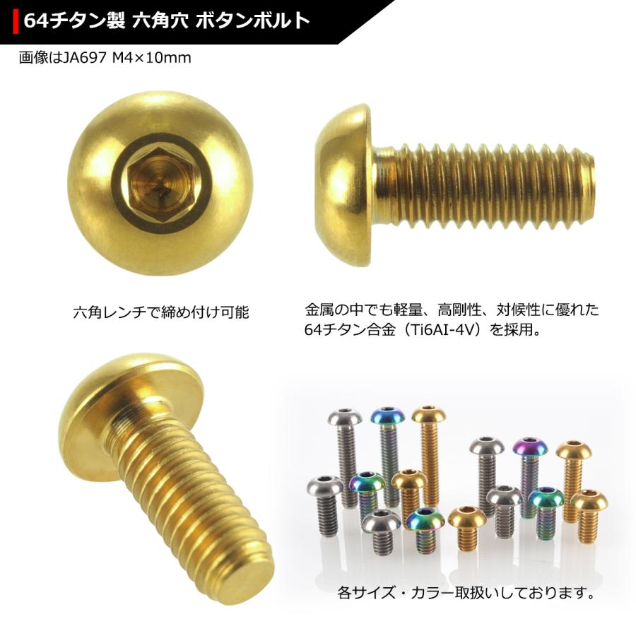チタンボルト M4×10mm P0.7 キャップボルト 六角穴 ディレーラー