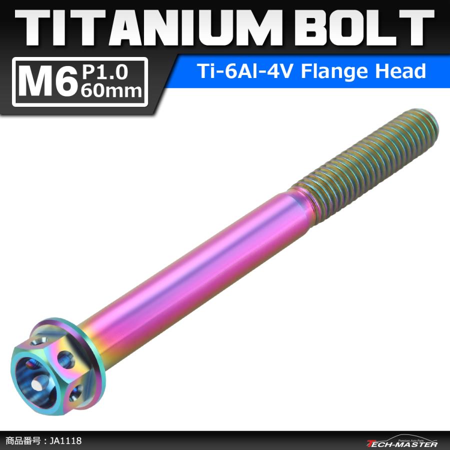 64チタンボルト M6×60mm P1.0 ホールヘッド 六角ボルト フランジ付 焼きチタンカラー ライトカラー  1個 JA1118 | ブランド登録なし