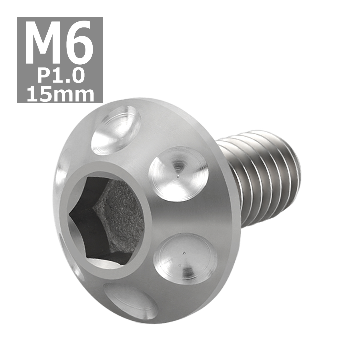 64チタンボルト M6×15mm P1.0 頭部径14mm テーパー ホールヘッド トルクス穴 ワイドフランジ シルバーカラー 1個 JA1127 | ブランド登録なし | 03