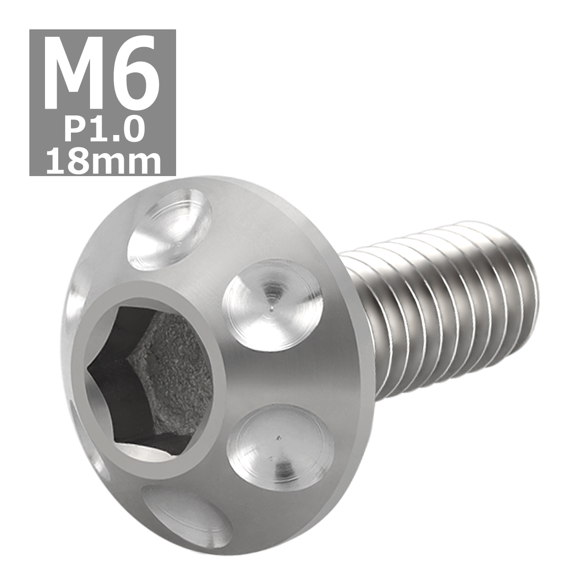 64チタンボルト M6×18mm P1.0 頭部径14mm テーパー ホールヘッド トルクス穴 ワイドフランジ シルバーカラー 1個 JA1128 | ブランド登録なし | 03