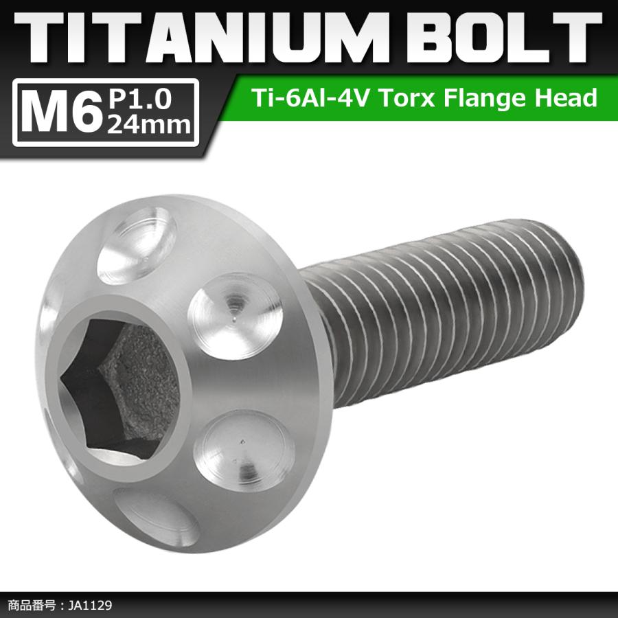 64チタンボルト M6×24mm P1.0 頭部径14mm テーパー ホールヘッド トルクス穴 ワイドフランジ シルバーカラー 1個 JA1129 | ブランド登録なし