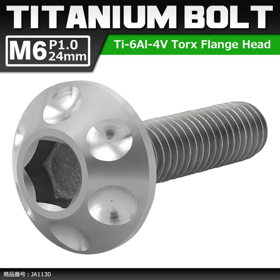 64チタンボルト M6×24mm P1.0 頭部径16mm テーパー ホールヘッド トルクス穴 ワイドフランジ シルバーカラー 1個 JA1130 | ブランド登録なし