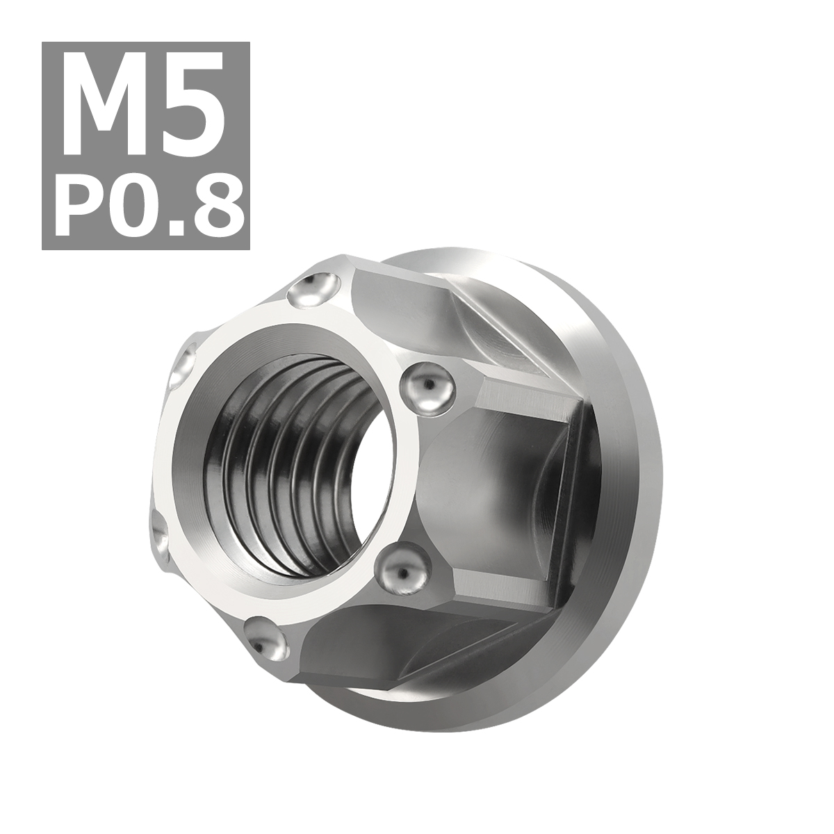 64チタンナット M5 P0.8 六角ナット フランジ付き セレート無し シルバーカラー 1個 JA1131 | ブランド登録なし | 03