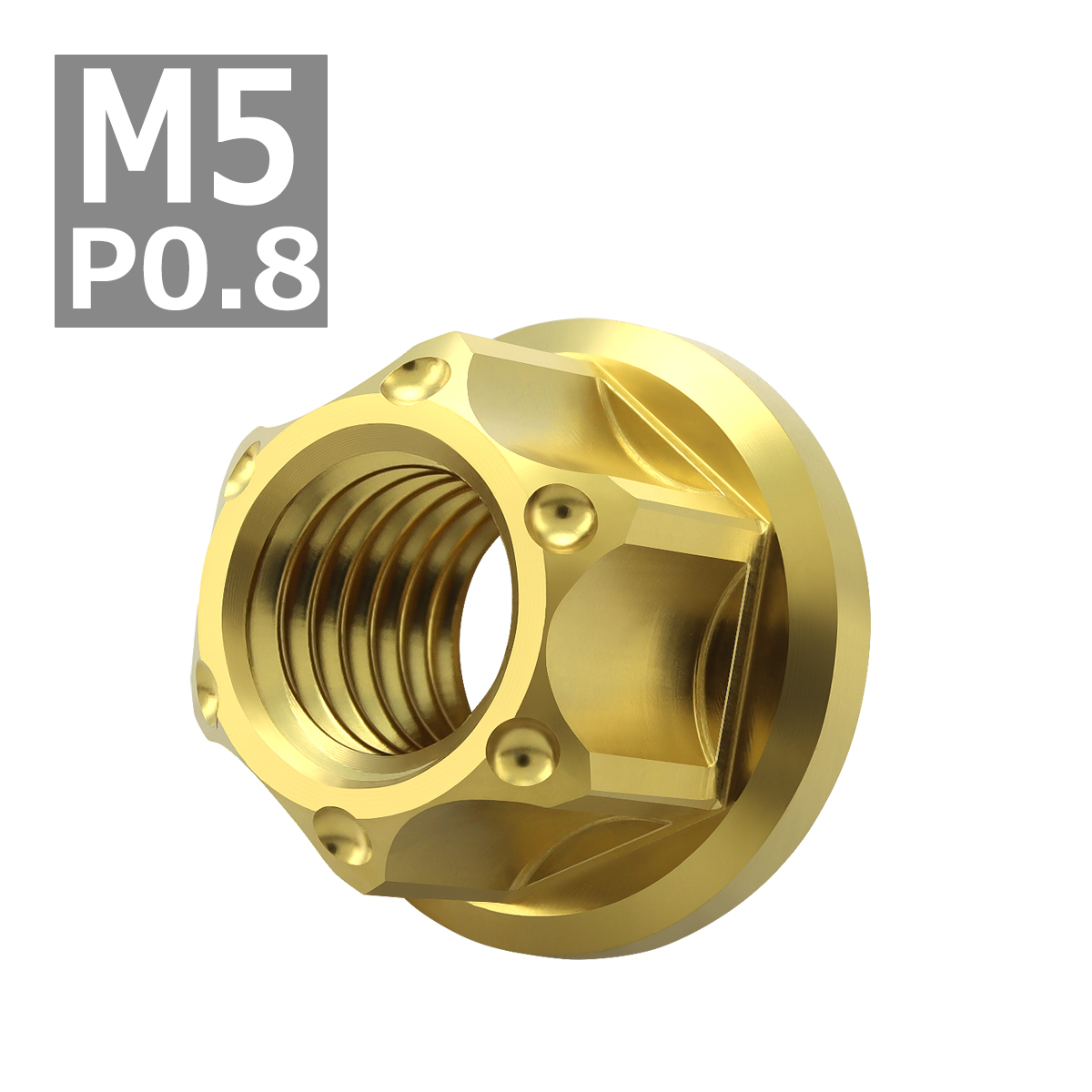 64チタンナット M5 P0.8 六角ナット フランジ付き セレート無し ゴールドカラー 1個 JA1134 | ブランド登録なし | 03