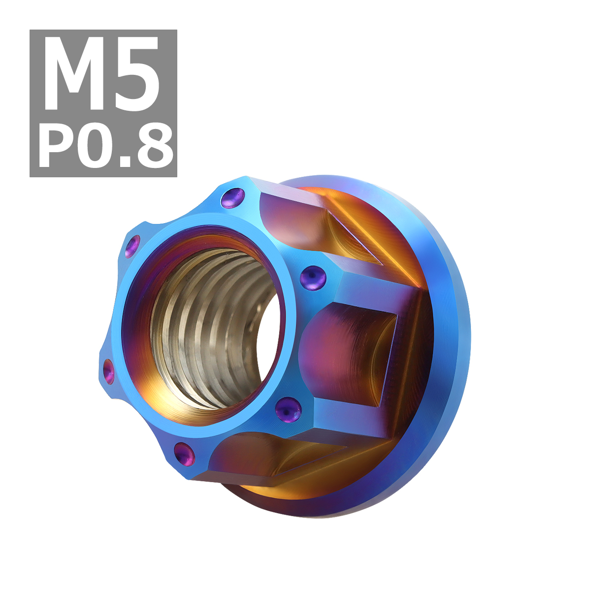 64チタンナット M5 P0.8 六角ナット フランジ付き セレート無し 焼きチタンカラー 1個 JA1135 | ブランド登録なし | 03