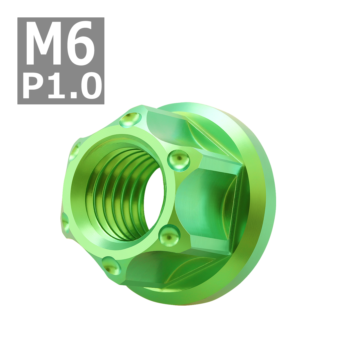64チタンナット M6 P1.0 六角ナット フランジ付き セレート無し グリーン 1個 JA1138 | ブランド登録なし | 03