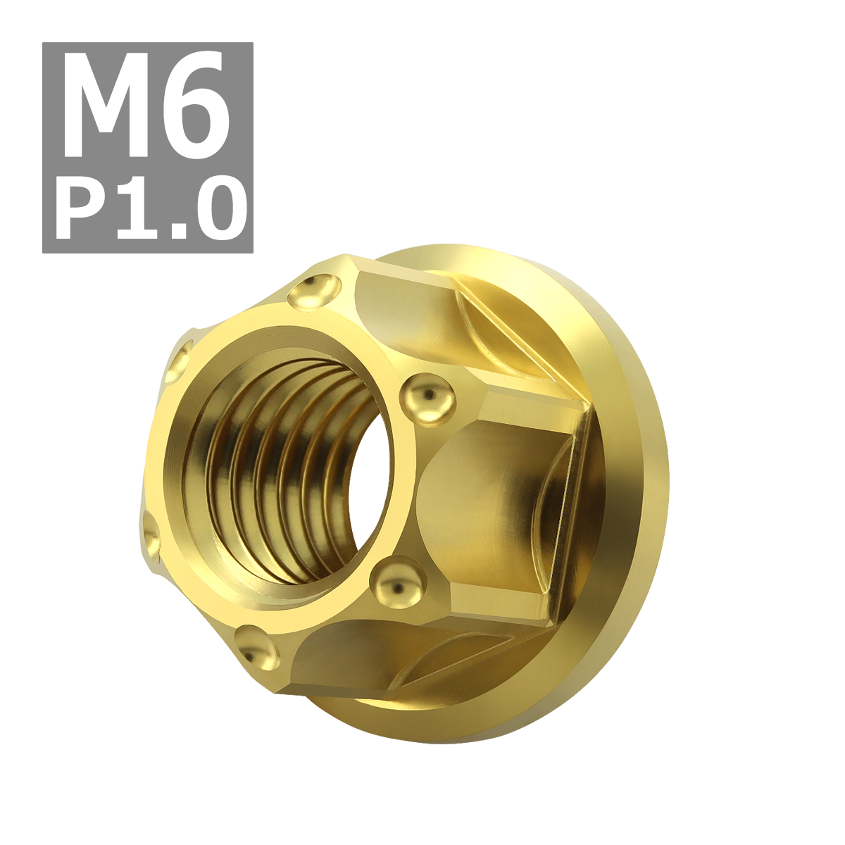 64チタンナット M6 P1.0 六角ナット フランジ付き セレート無し ゴールドカラー 1個 JA1140 | ブランド登録なし | 03