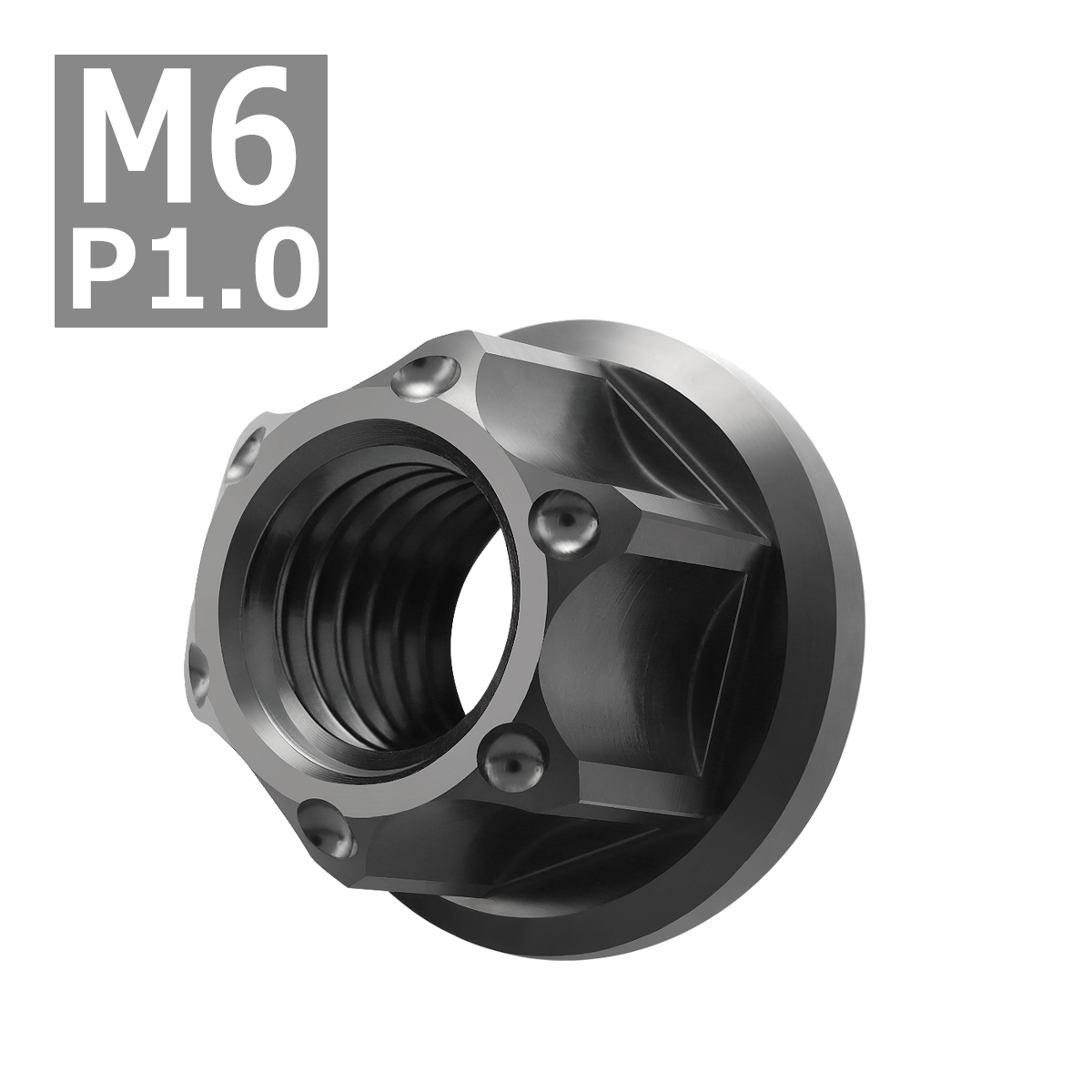 64チタンナット M6 P1.0 六角ナット フランジ付き セレート無し ブラック 1個 JA1142 | ブランド登録なし | 03