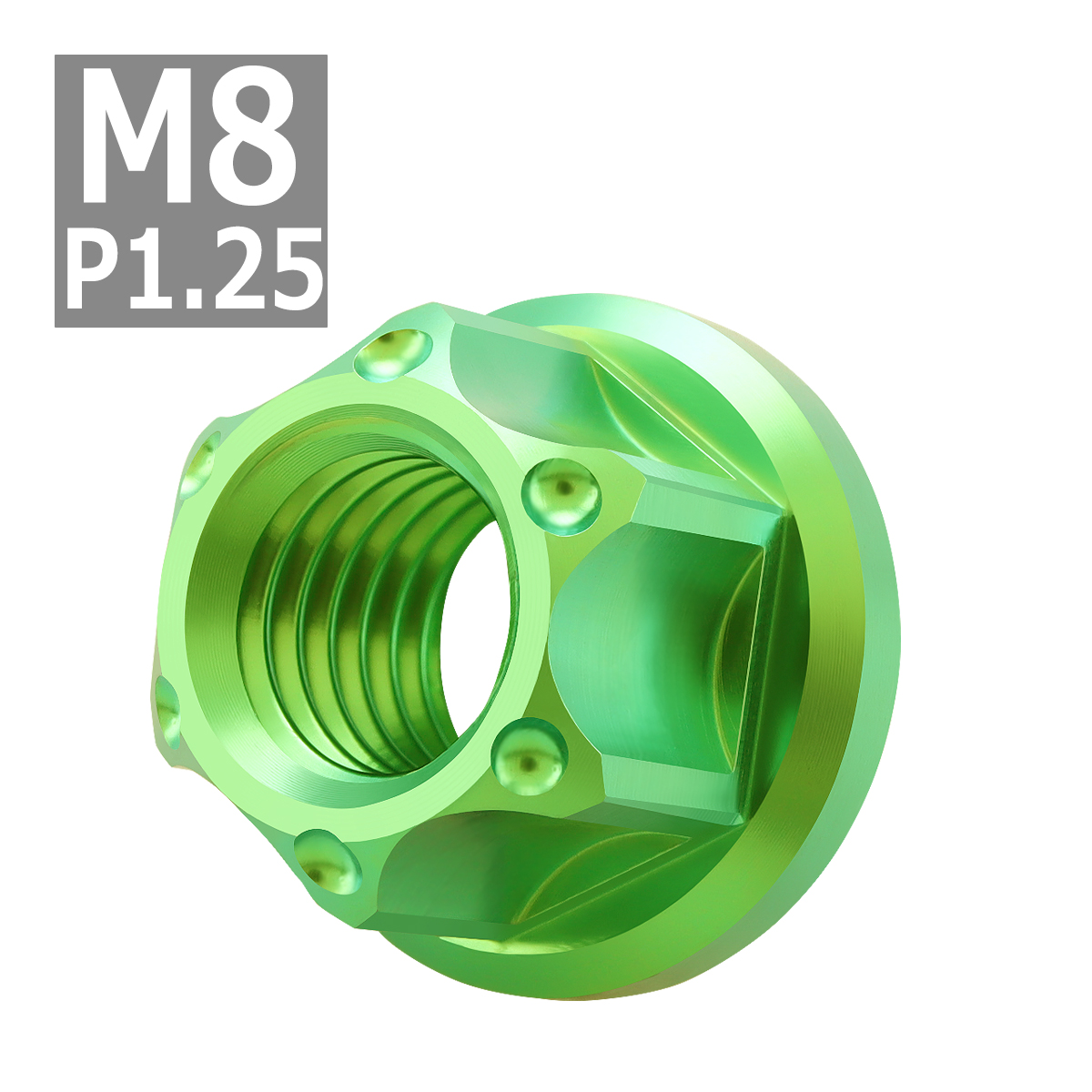 64チタンナット M8 P1.25 六角ナット フランジ付き セレート無し グリーン 1個 JA1144 | ブランド登録なし | 03