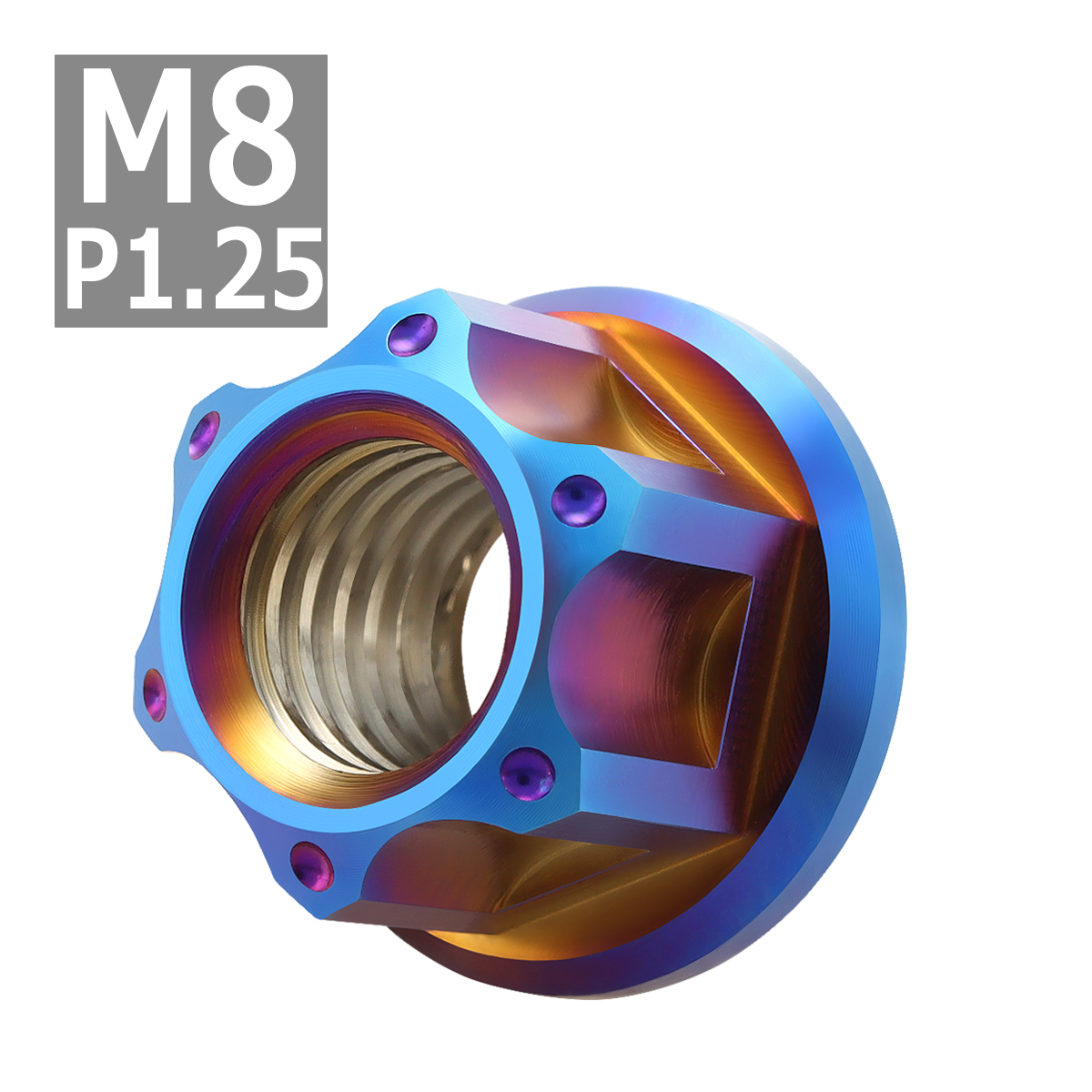 64チタンナット M8 P1.25 六角ナット フランジ付き セレート無し 焼きチタンカラー 1個 JA1147 | ブランド登録なし | 03