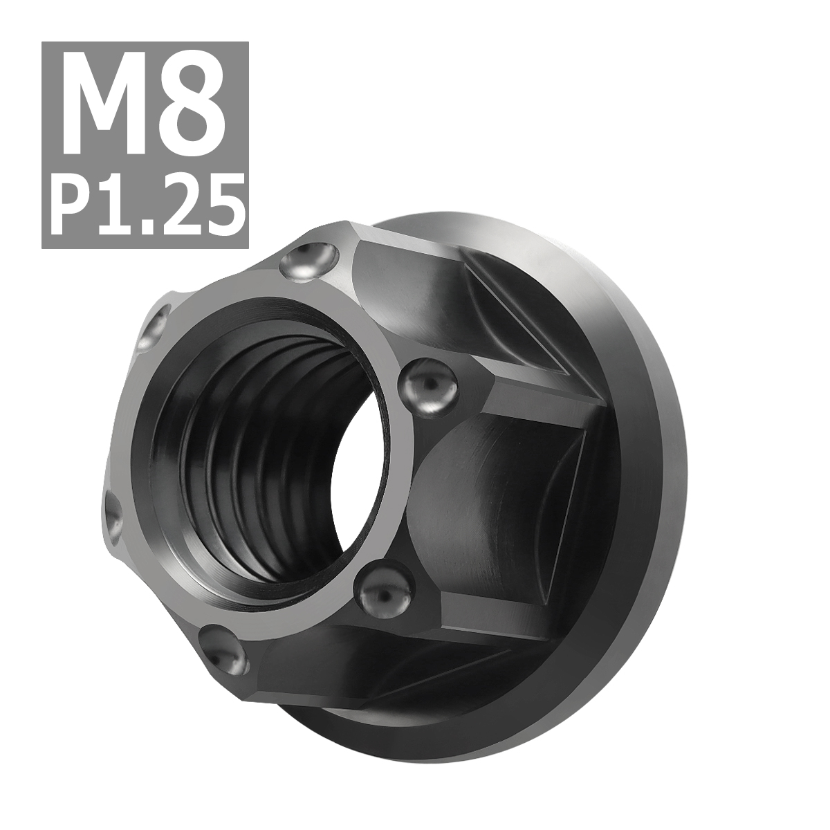 64チタンナット M8 P1.25 六角ナット フランジ付き セレート無し ブラック 1個 JA1148 | ブランド登録なし | 03