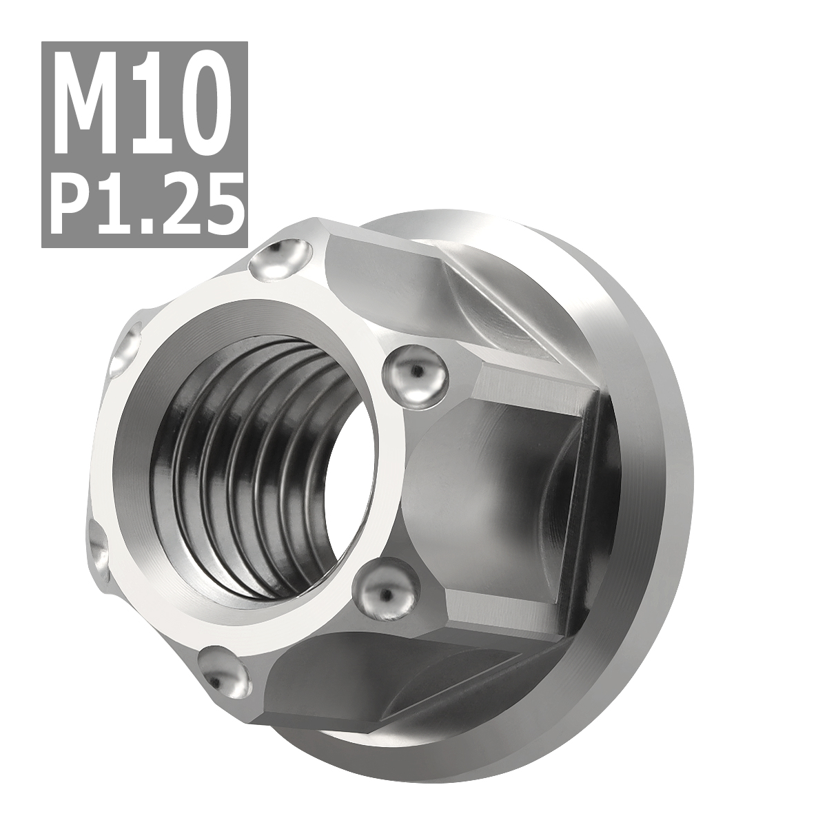 64チタンナット M10 P1.25 六角ナット フランジ付き セレート無し シルバーカラー 1個 JA1149 | ブランド登録なし | 03