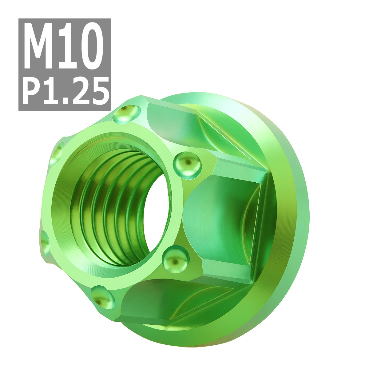 64チタンナット M10 P1.25 六角ナット フランジ付き セレート無し グリーン 1個 JA1150 | ブランド登録なし | 03