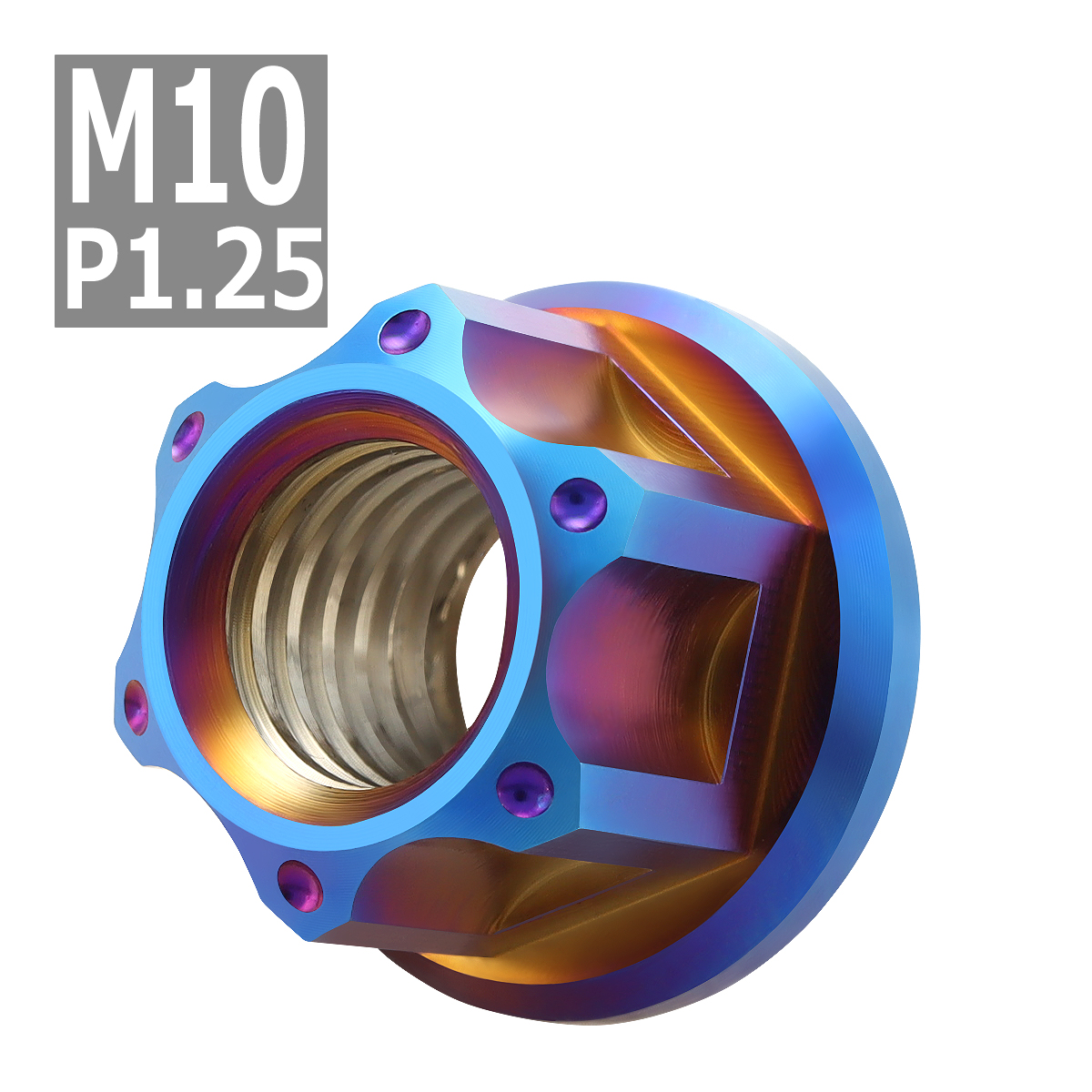 64チタンナット M10 P1.25 六角ナット フランジ付き セレート無し 焼きチタンカラー 1個 JA1153 | ブランド登録なし | 03