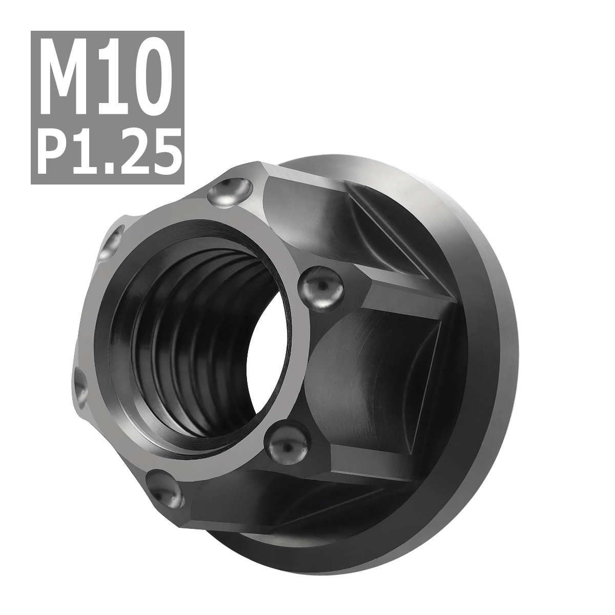 64チタンナット M10 P1.25 六角ナット フランジ付き セレート無し ブラック 1個 JA1154 | ブランド登録なし | 03