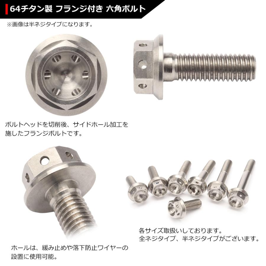 64チタンボルト M8×30mm P1.25 ホールヘッド 六角ボルト フランジ付