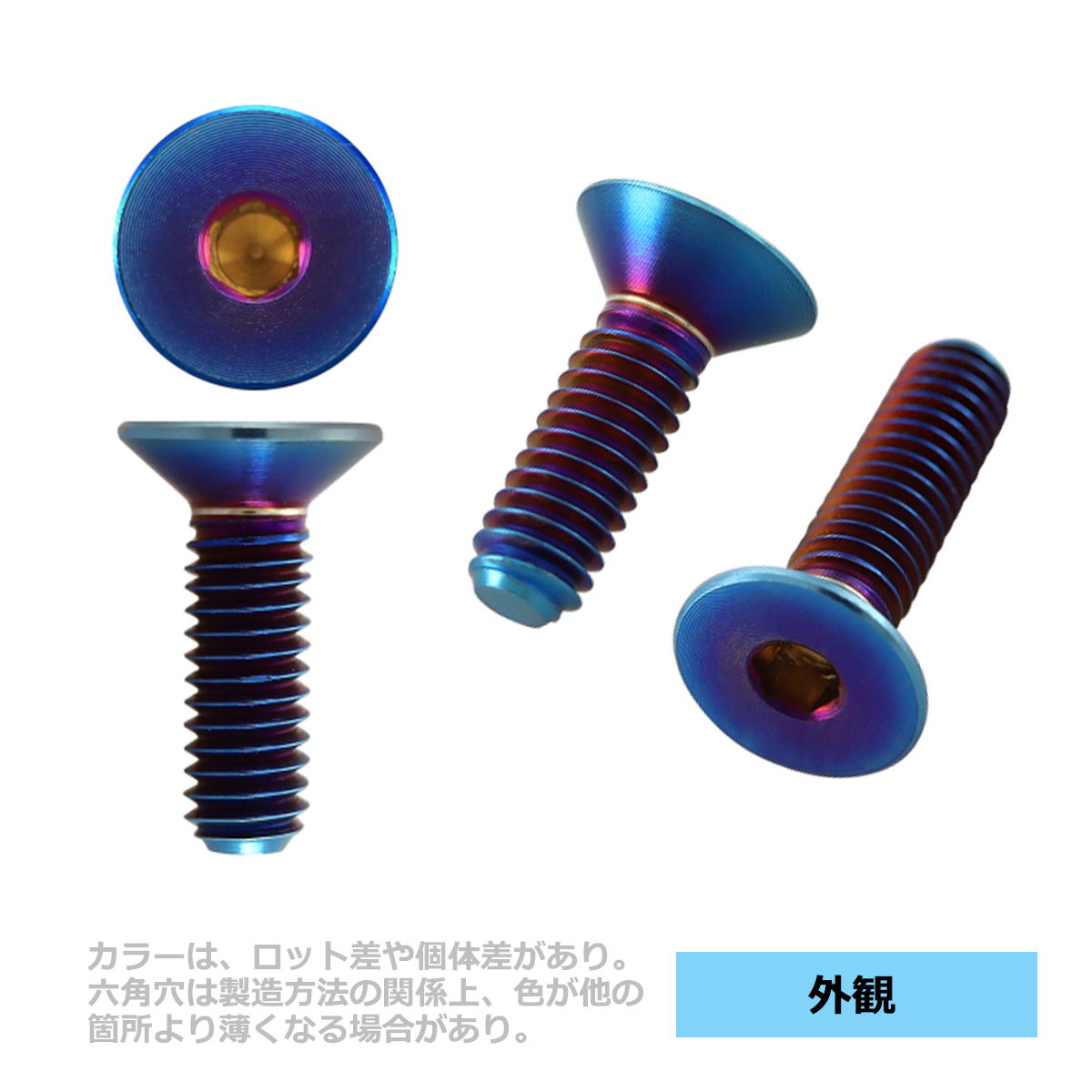 ステアリングボルト M5×12mm P0.8 64チタン 皿ボルト 焼きチタンカラー 1本 JA1497 | ブランド登録なし | 01