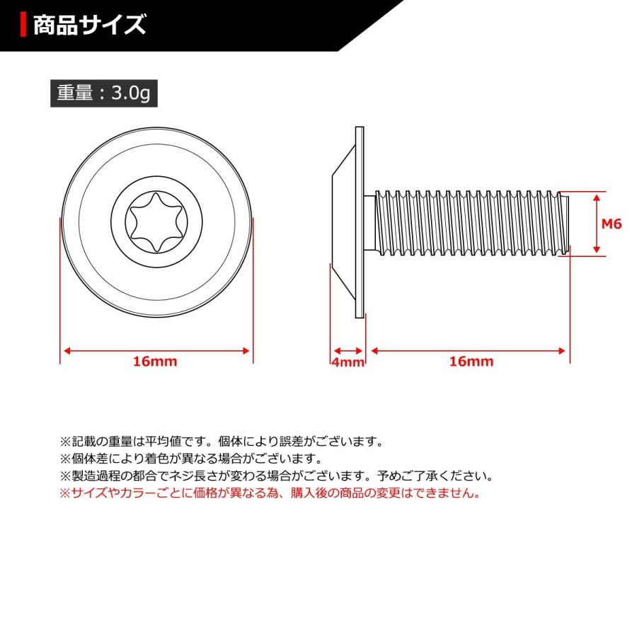 64チタンボルト M6×16mm P1.0 トルクス穴 フランジ付き ボタンボルト 焼きチタンカラー 虹色 1個 JA161 | ブランド登録なし | 01