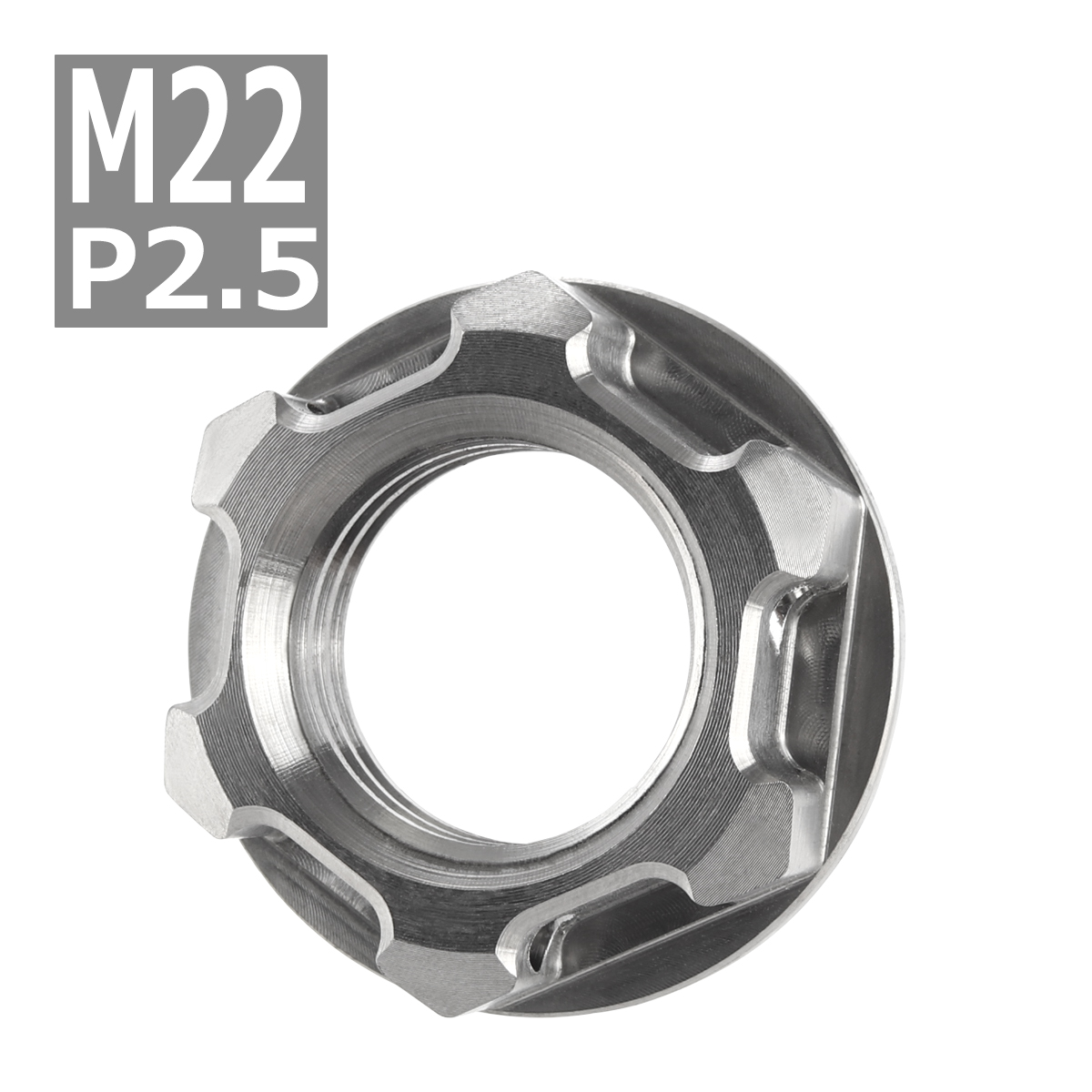 64チタンナット M22 P2.5 六角ナット アクスルナット フランジ付き シルバーカラー 1個 JA162 | ブランド登録なし | 03
