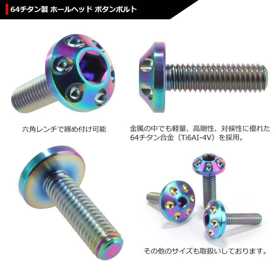 64チタンボルト M6×20mm P1.0 頭部径14mm六角穴 ホールヘッド ボタンボルト 焼きチタンカラー 虹色 1個 JA164 | ブランド登録なし | 02
