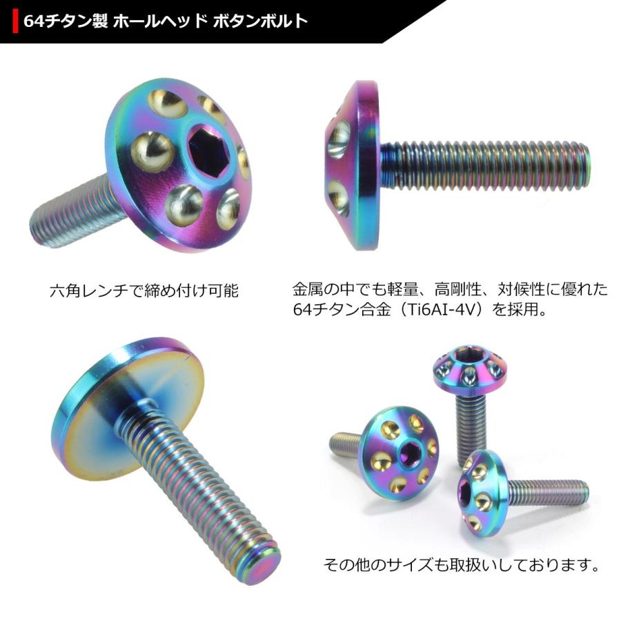 64チタンボルト M5×20mm P0.8 頭部径16mm 六角穴 ホールヘッド ボタンボルト 焼きチタンカラー 虹色 1個 JA165 | ブランド登録なし | 02