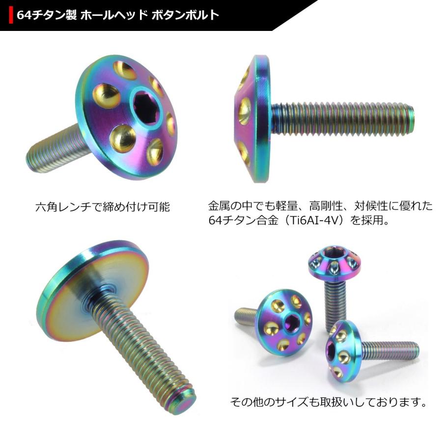 64チタンボルト M5×20mm P0.8 頭部径18mm 六角穴 ホールヘッド ボタンボルト 焼きチタンカラー 虹色 1個 JA166 | ブランド登録なし | 02