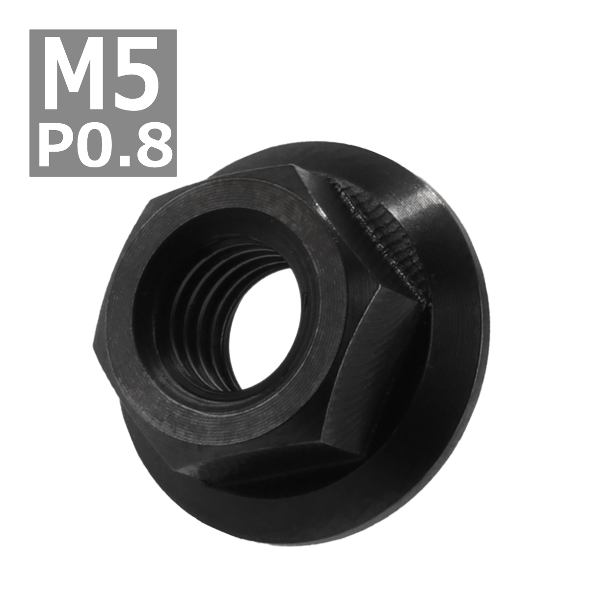 64チタンナット M5 P0.8 六角ナット デザインナット フランジ付き セレート無し ブラック 黒色 1個 JA167 | ブランド登録なし | 03