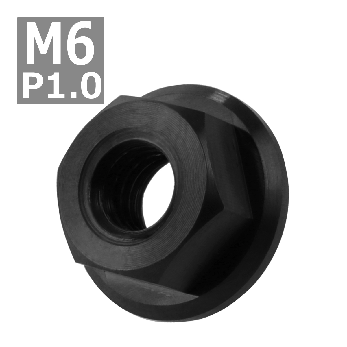 64チタンナット M6 P1.0 六角ナット デザインナット フランジ付き セレート無し ブラック 黒色 1個 JA168 | ブランド登録なし | 03
