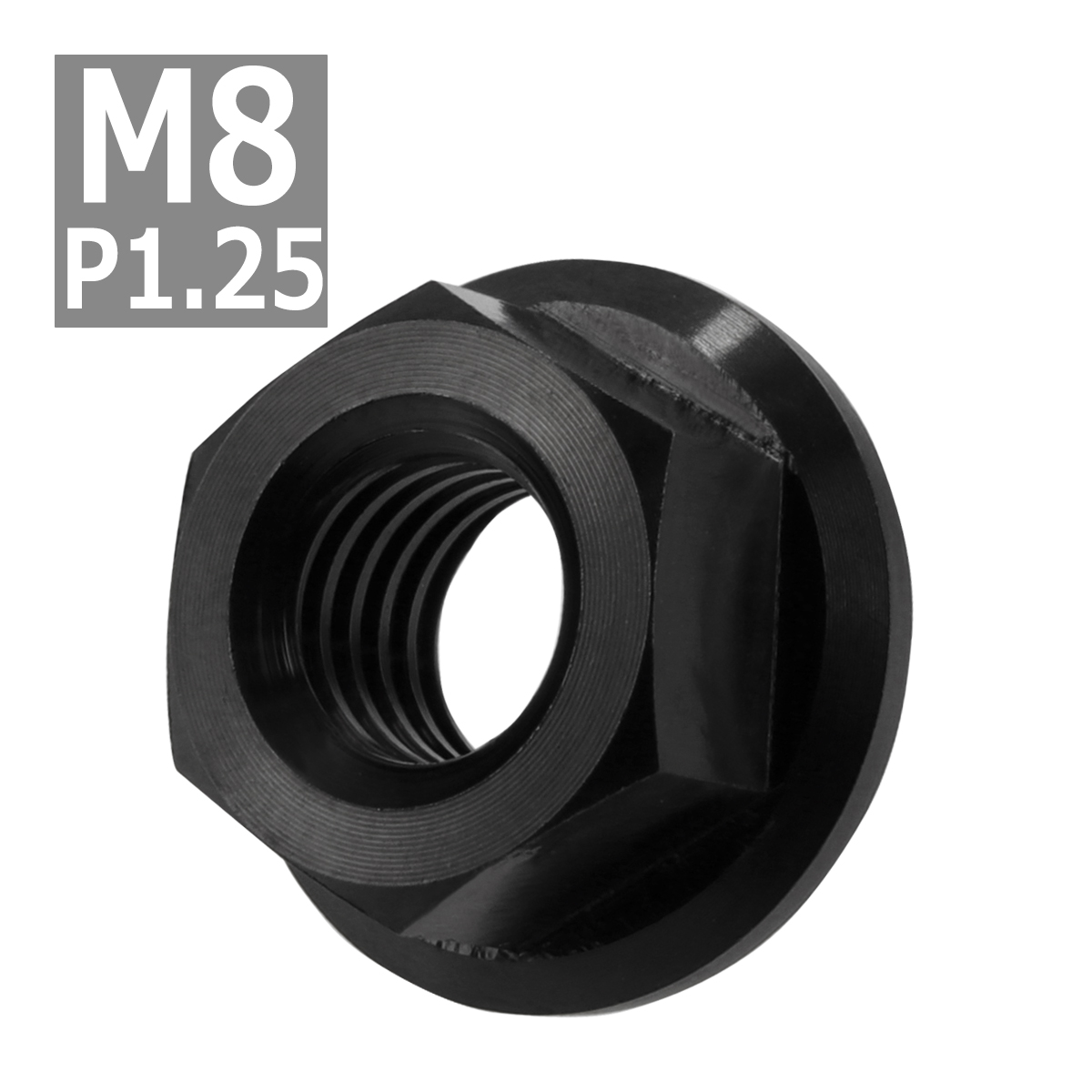 64チタンナット M8 P1.25 六角ナット デザインナット フランジ付き セレート無し ブラック 黒色 1個 JA169 | ブランド登録なし | 03