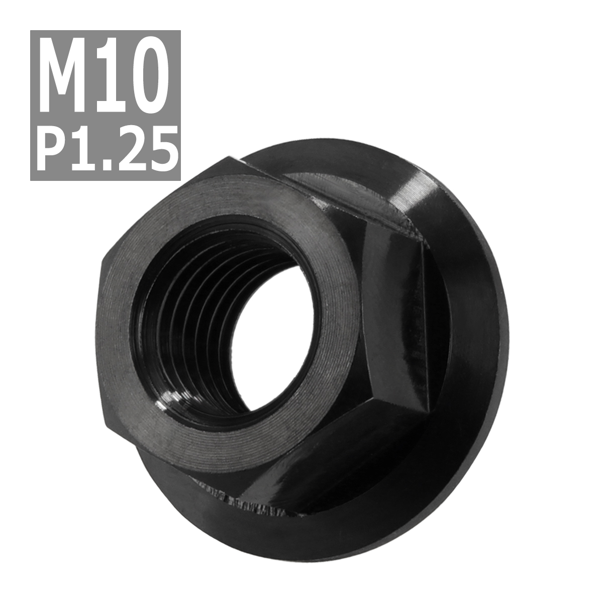 64チタンナット M10 P1.25 六角ナット デザインナット フランジ付き セレート無し ブラック 黒色 1個 JA170 | ブランド登録なし | 03