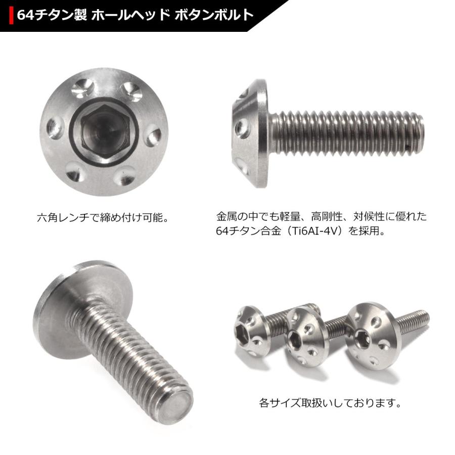 64チタンボルト M6×20mm P1.0 頭部径14mm テーパー ホールヘッド 六角穴 ワイドフランジ シルバーカラー 1個 JA180 | ブランド登録なし | 02