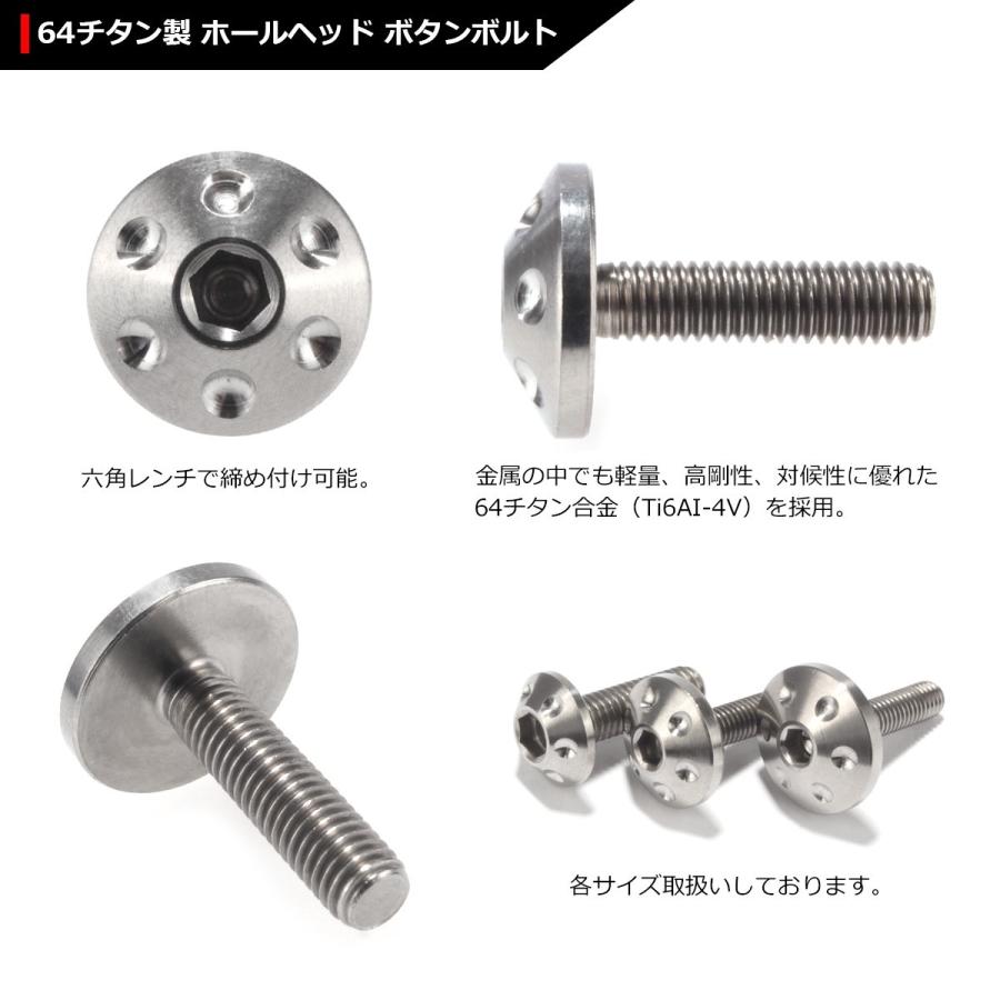 64チタンボルト M5×20mm P0.8 頭部径16mm テーパー ホールヘッド 六角穴 ワイドフランジ シルバーカラー 1個 JA181 | ブランド登録なし | 02