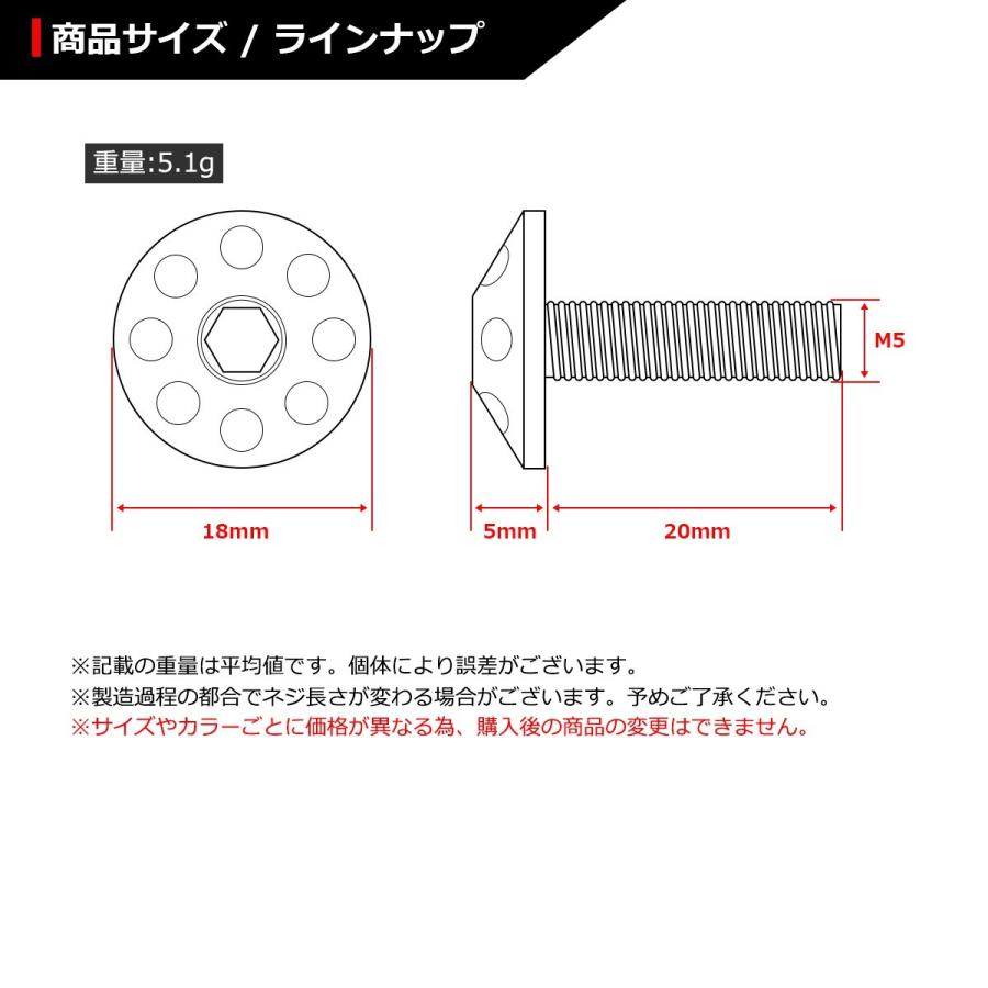 64チタンボルト M5×20mm P0.8 頭部径18mm テーパー ホールヘッド 六角穴 ワイドフランジ シルバーカラー 1個 JA182 | ブランド登録なし | 01