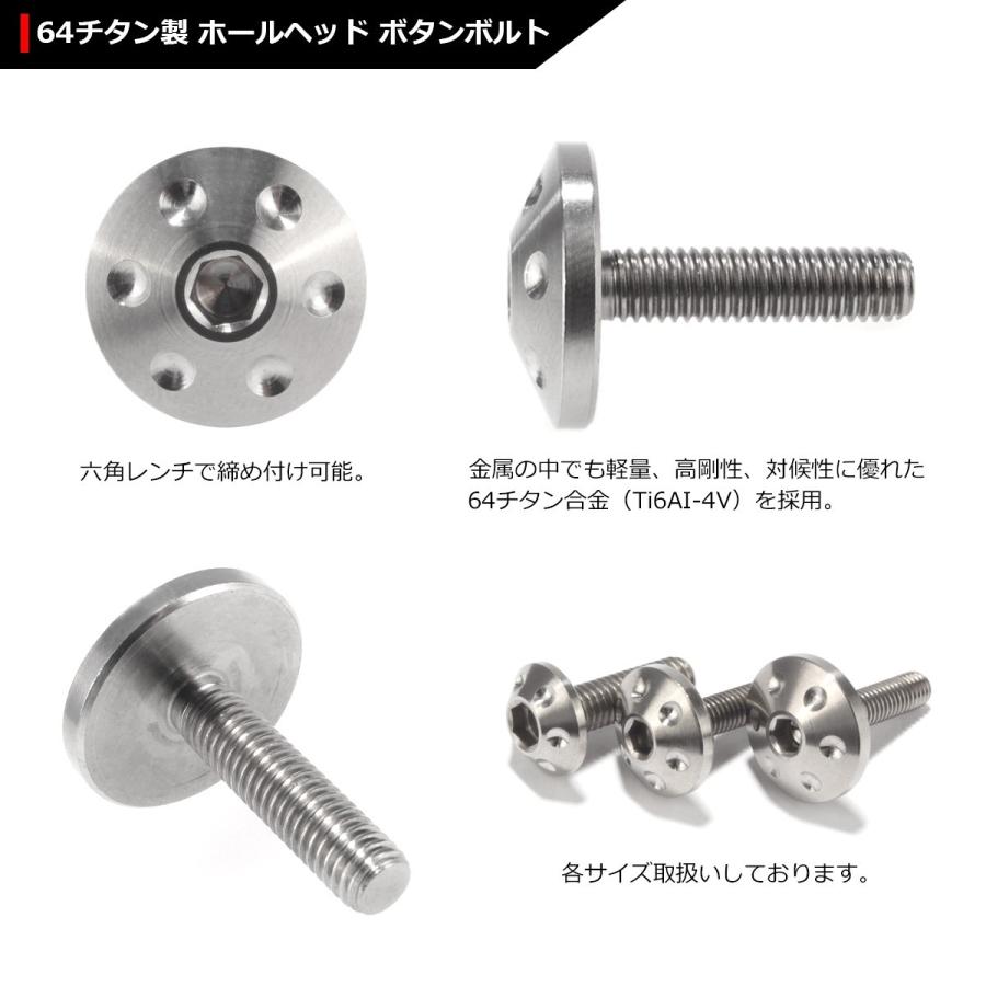 64チタンボルト M5×20mm P0.8 頭部径18mm テーパー ホールヘッド 六角穴 ワイドフランジ シルバーカラー 1個 JA182 | ブランド登録なし | 02