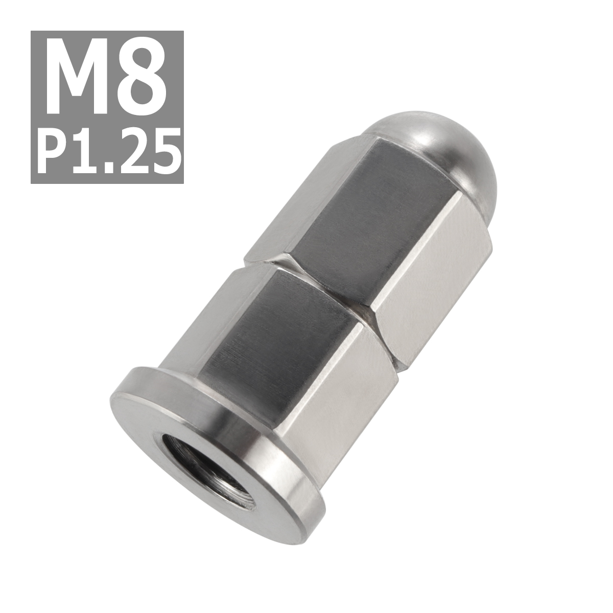 64チタンナット M8×30mm P=1.25 ロングフランジ ドームナット ロング袋ナット シルバー 原色 1個 JA183 | ブランド登録なし | 03