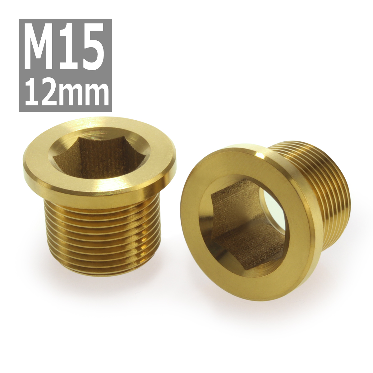 64チタンボルト クランクアーム フィキシングボルト M15×12mm P1.0 ゴールドカラー 2個セット JA198 | ブランド登録なし | 03