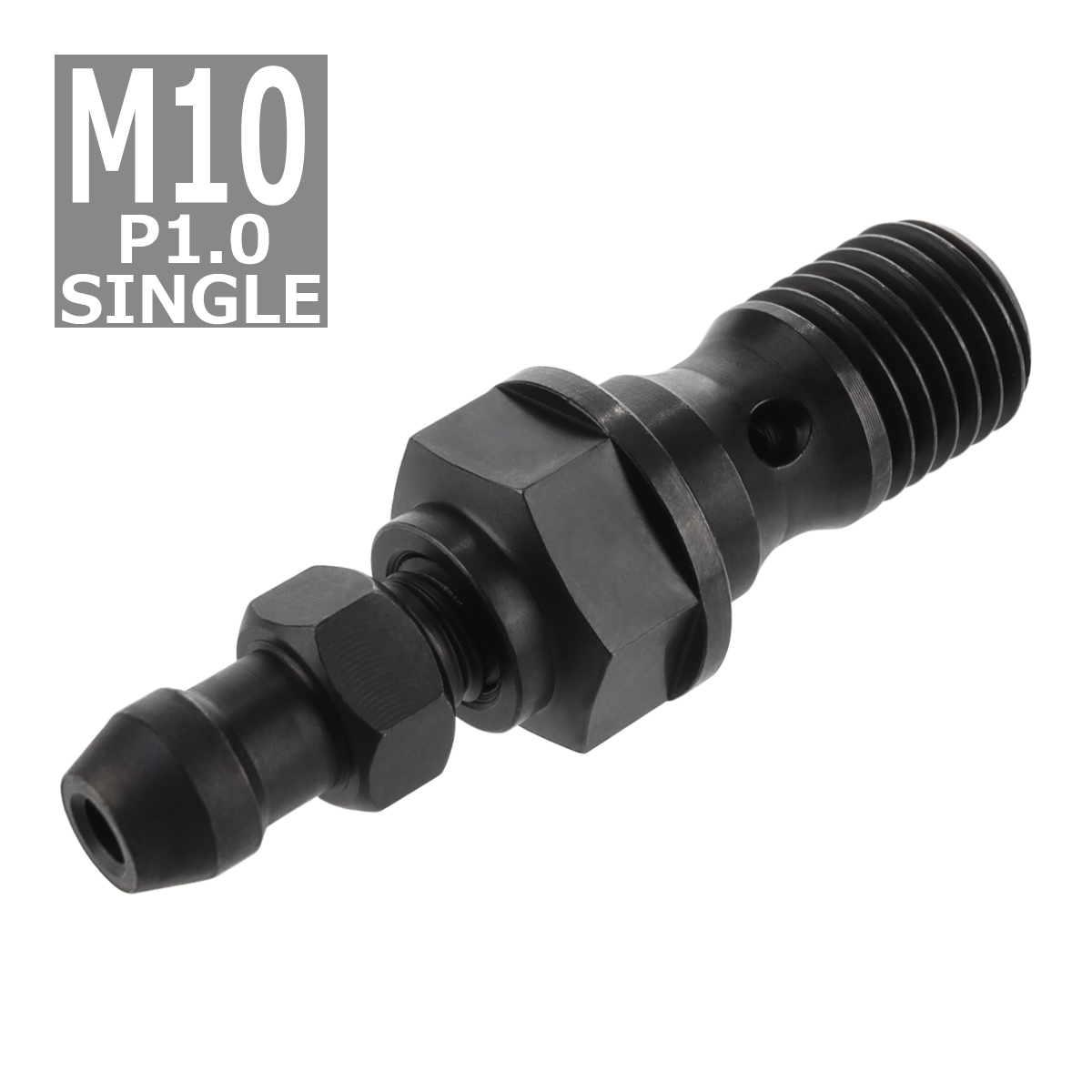 64チタンボルト バンジョーボルト M10 P1.0 シングル ブレーキライン エアブリード ニップル付 ブラック 1個 JA215 | ブランド登録なし | 03
