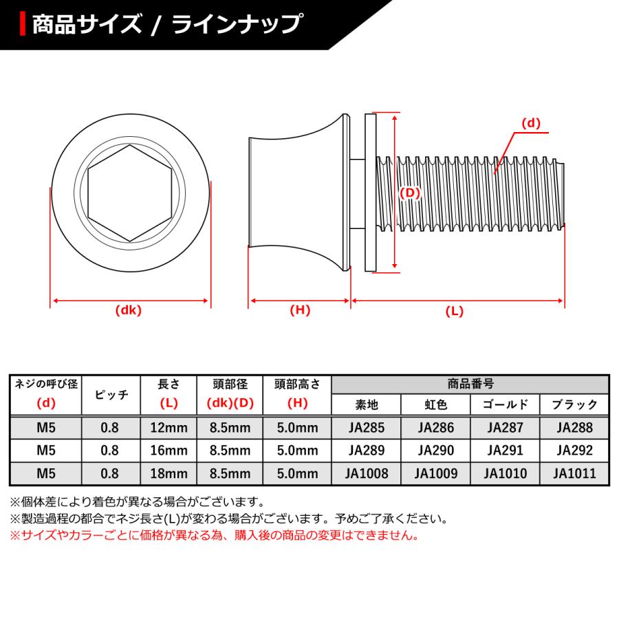 64チタンボルト M5×18mm P0.8 ワッシャー組込 六角穴付き テーパーキャップボルト ゴールドカラー 金色 1個 JA1010 | ブランド登録なし | 01