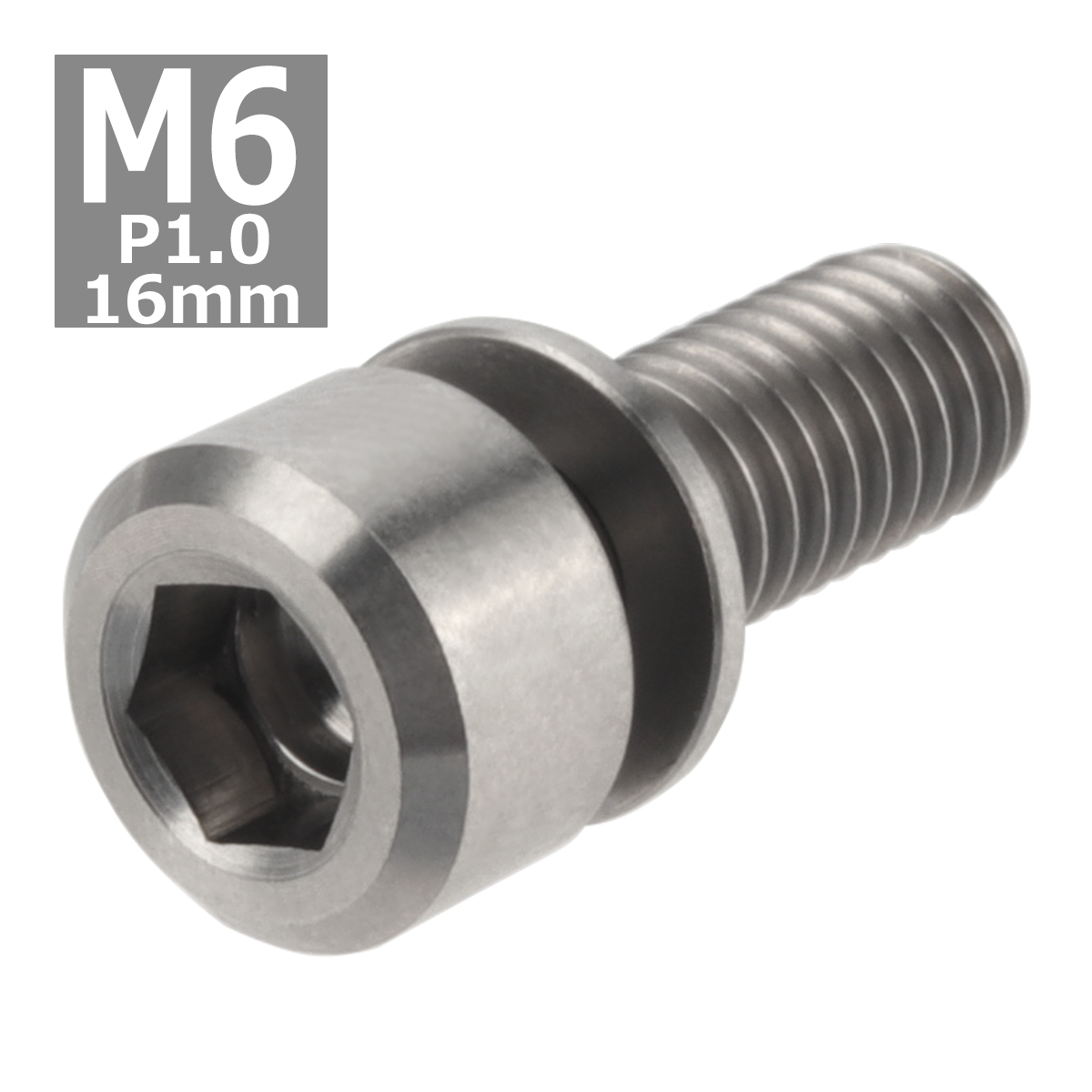 64チタンボルト M6×16mm P1.0 ワッシャー組込 六角穴付き キャップボルト シルバーカラー 素地 1個 JA321 | ブランド登録なし | 03