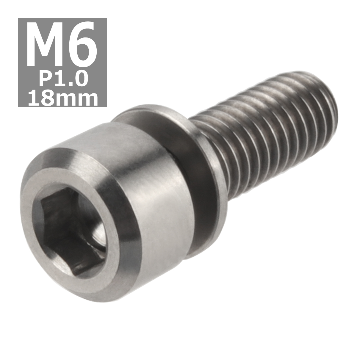 64チタンボルト M6×18mm P1.0 ワッシャー組込 六角穴付き キャップボルト シルバーカラー 素地 1個 JA325 | ブランド登録なし | 03