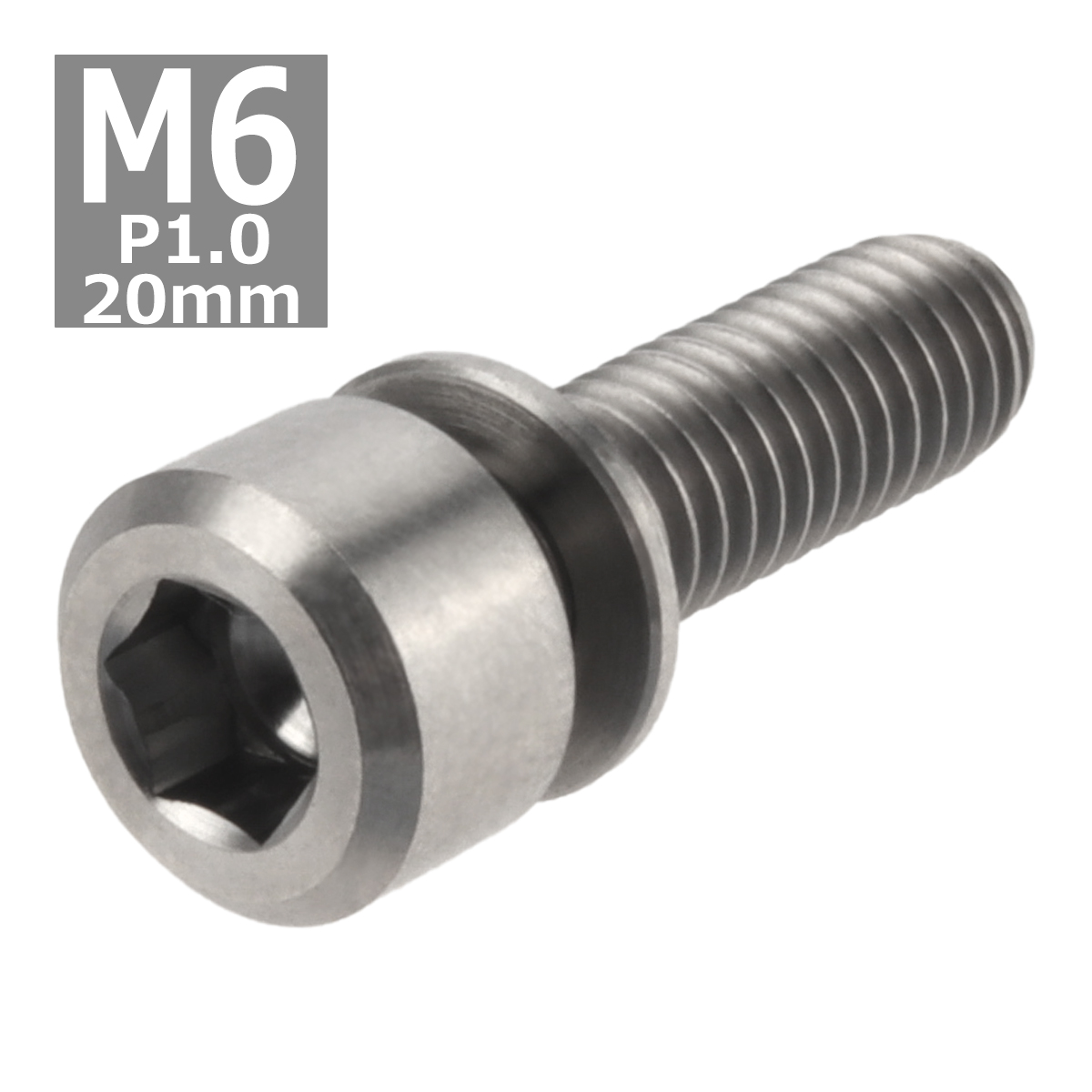 64チタンボルト M6×20mm P1.0 ワッシャー組込 六角穴付き キャップボルト シルバーカラー 素地 1個 JA329 | ブランド登録なし | 03