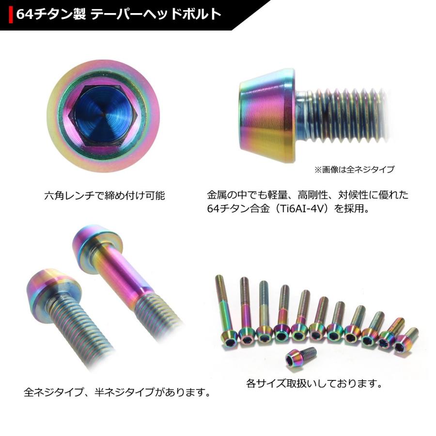 64チタンボルト M5×50mm P0.8 テーパーヘッド 六角穴付き キャップボルト 焼きチタンカラー 虹色 1個 JA378 | ブランド登録なし | 02