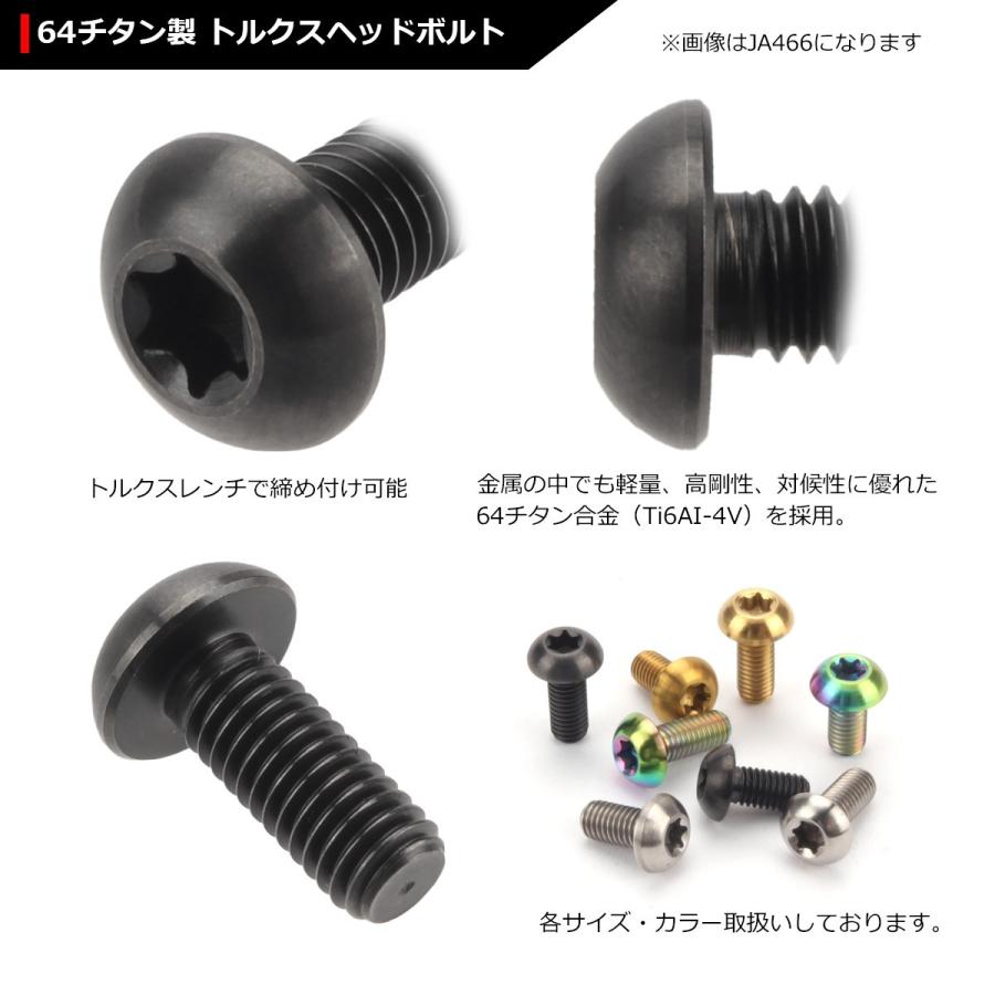 64チタンボルト M5×10mm P0.8 トラスヘッド トルクス穴付き ボタンボルト ブラック 黒色 1個 JA462 | ブランド登録なし | 02