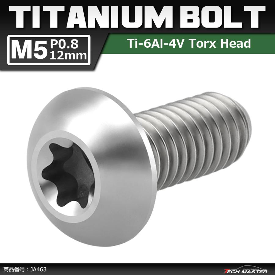 64チタンボルト M5×12mm P0.8 トラスヘッド トルクス穴付き ボタンボルト シルバーカラー 素地 1個 JA463 | ブランド登録なし