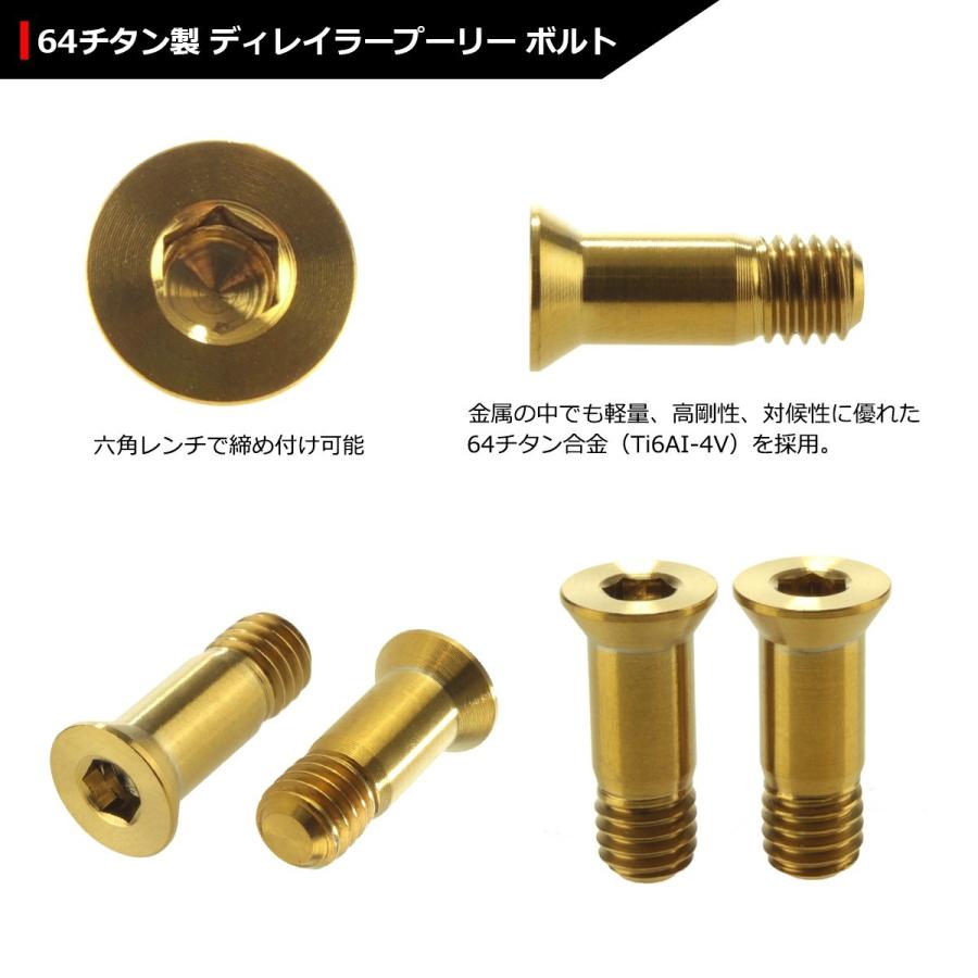 64チタンボルト ディレイラープーリー ボルト M5×14.2mm ゴールドカラー 2個セット JA469 | ブランド登録なし | 02