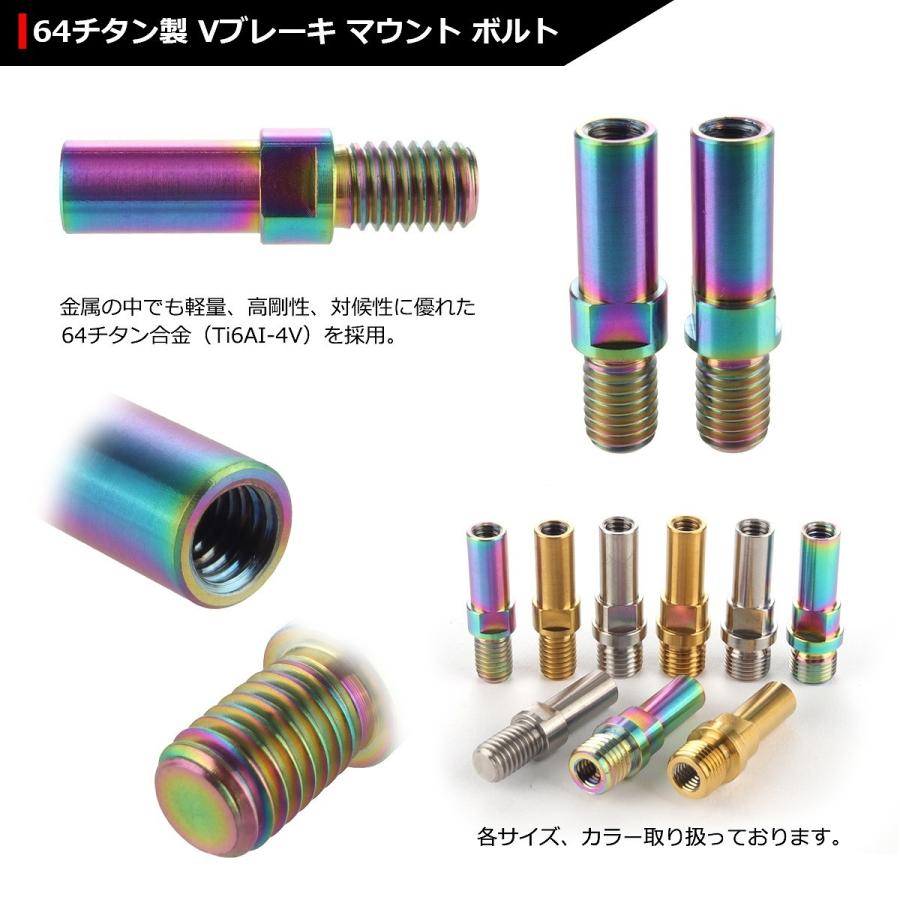64チタンボルト M8 P1.25 Vブレーキ マウント ボルト カンチブレーキ ピボットボルト 焼きチタンカラー 虹色 2個セット JA486 | ブランド登録なし | 02