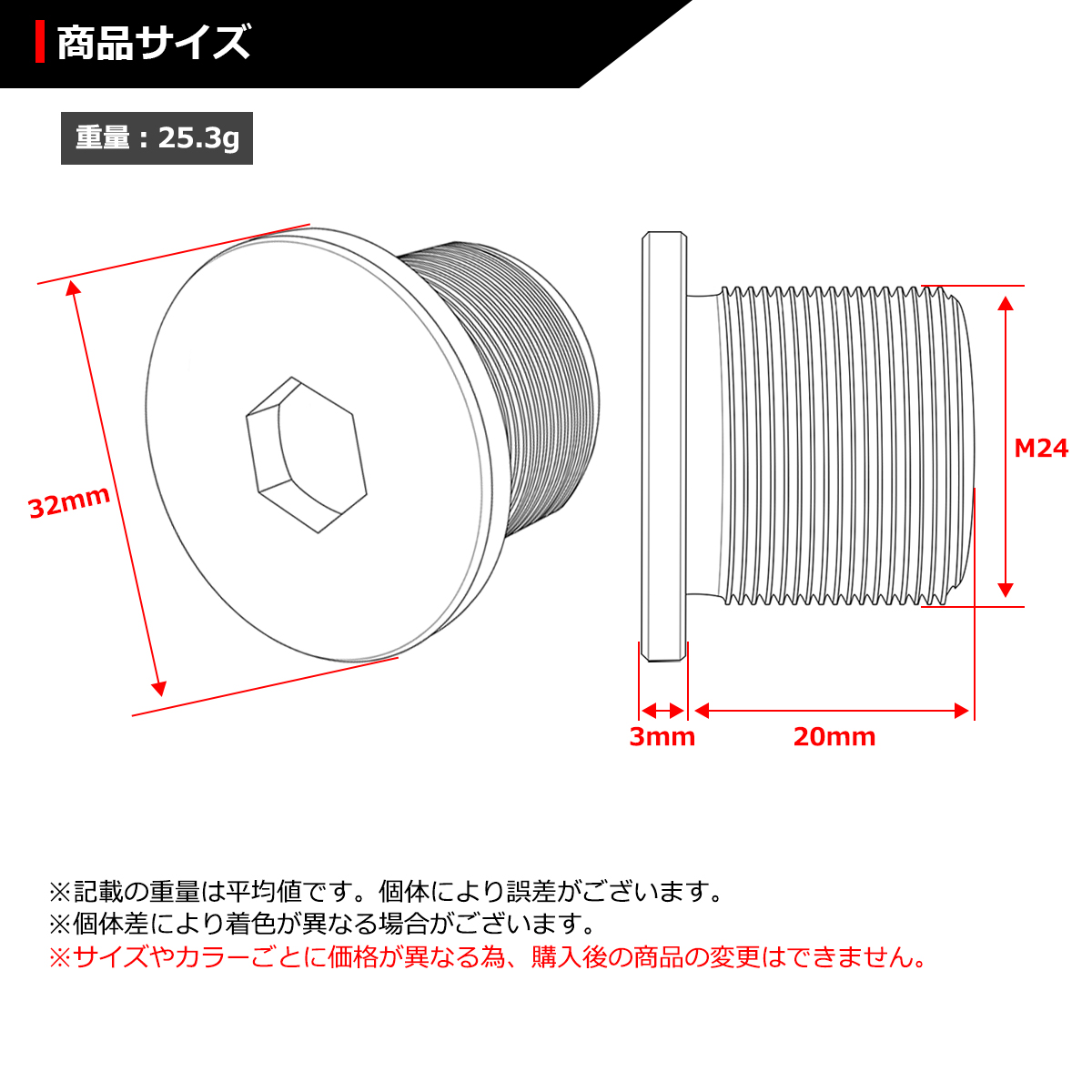 64チタンボルト M24×20mm P1.0 ステアリングポスト 取り付けボルト ダホン DAHON等に シルバーカラー JA500 | ブランド登録なし | 01
