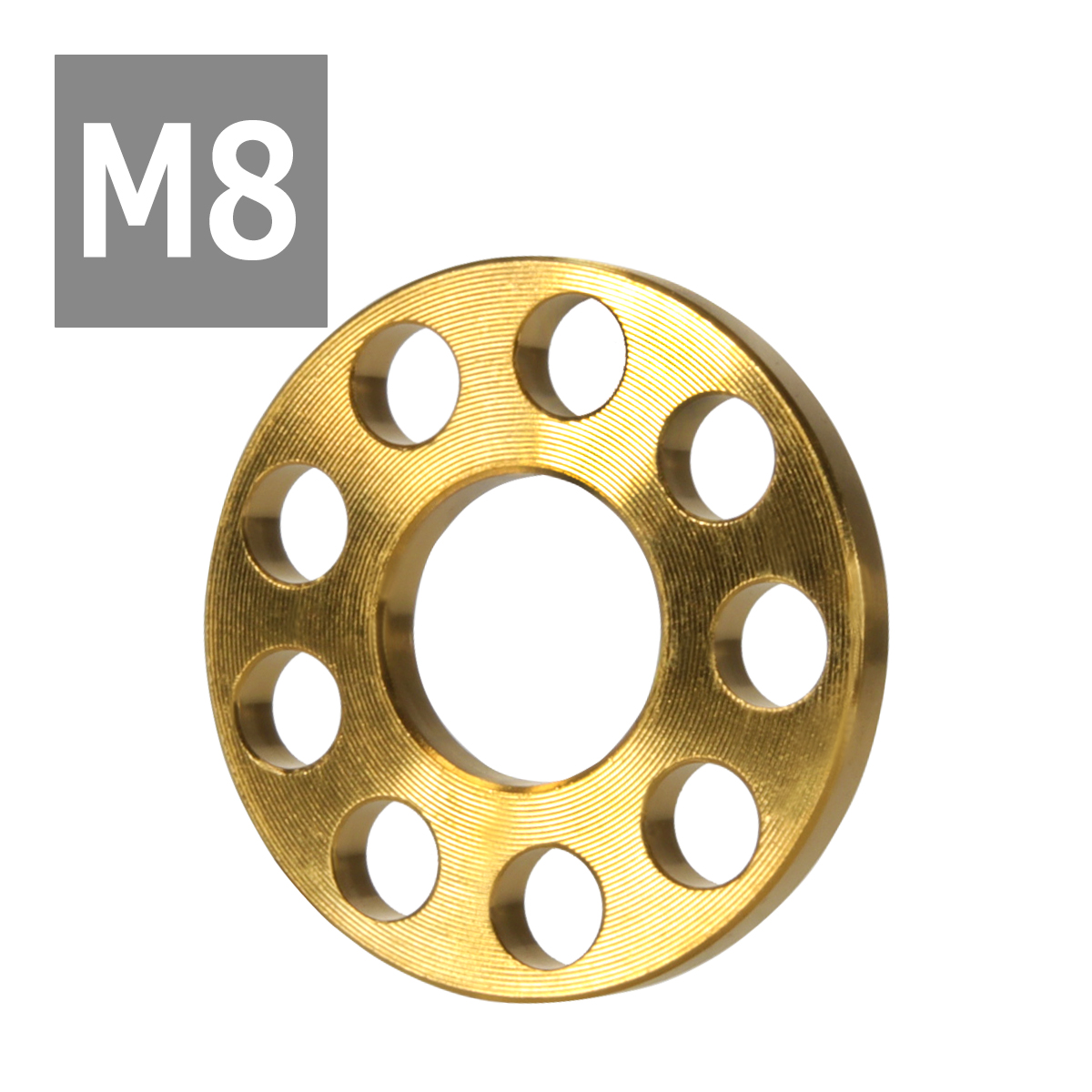 64チタンワッシャー M8 外径20mm 内径8.2mm ホール加工 平ワッシャー ゴールドカラー 金色 1個 JA506 | ブランド登録なし | 03